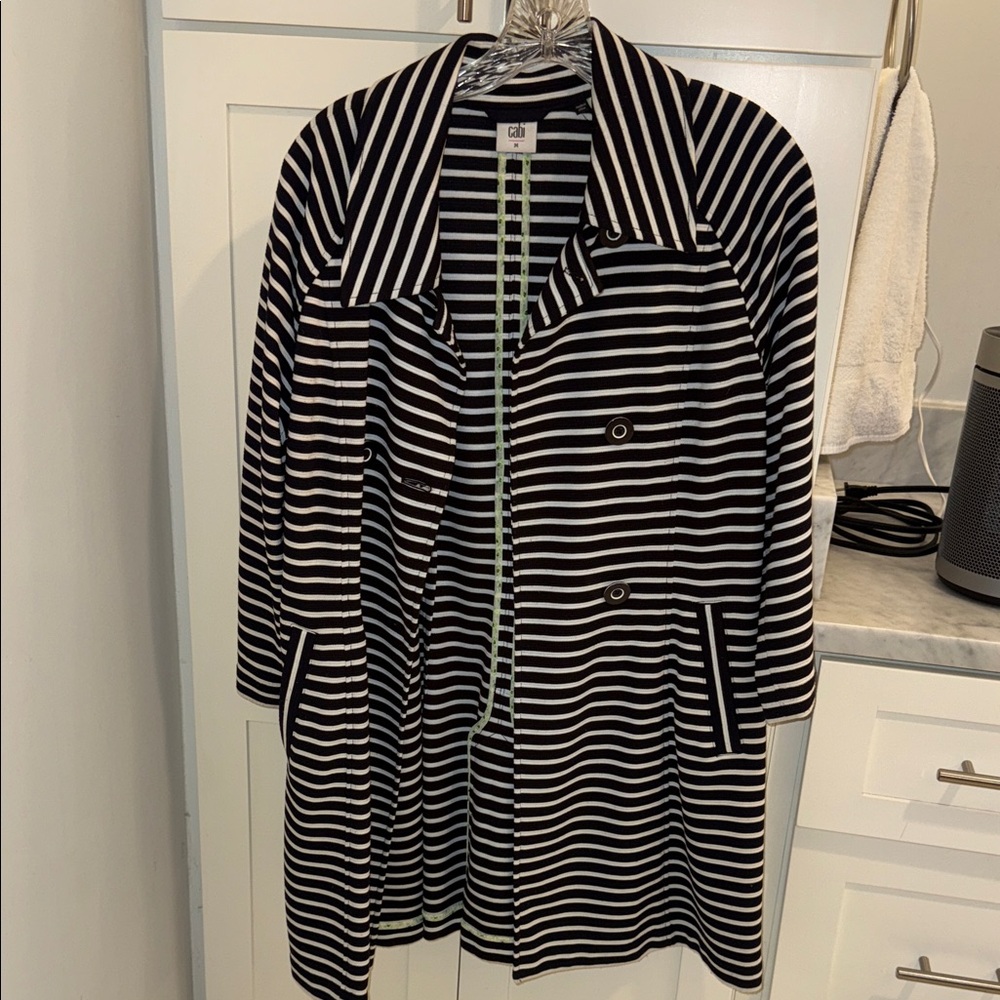 CAbi Black and White Striped Top